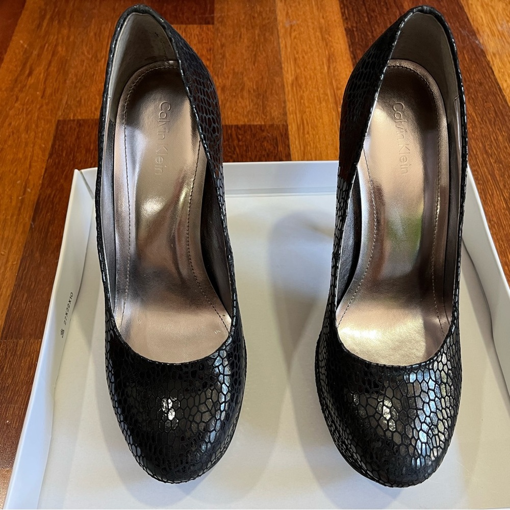 Calvin Klein Black Textured Heels